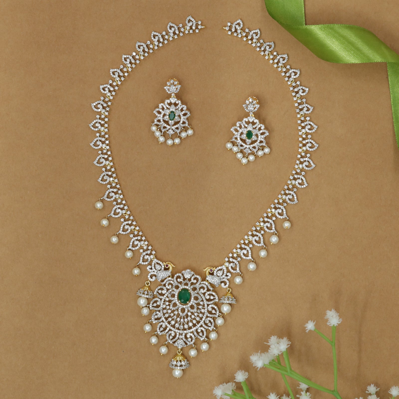 Ornamental Long Necklace with Sculpted Center Medallion