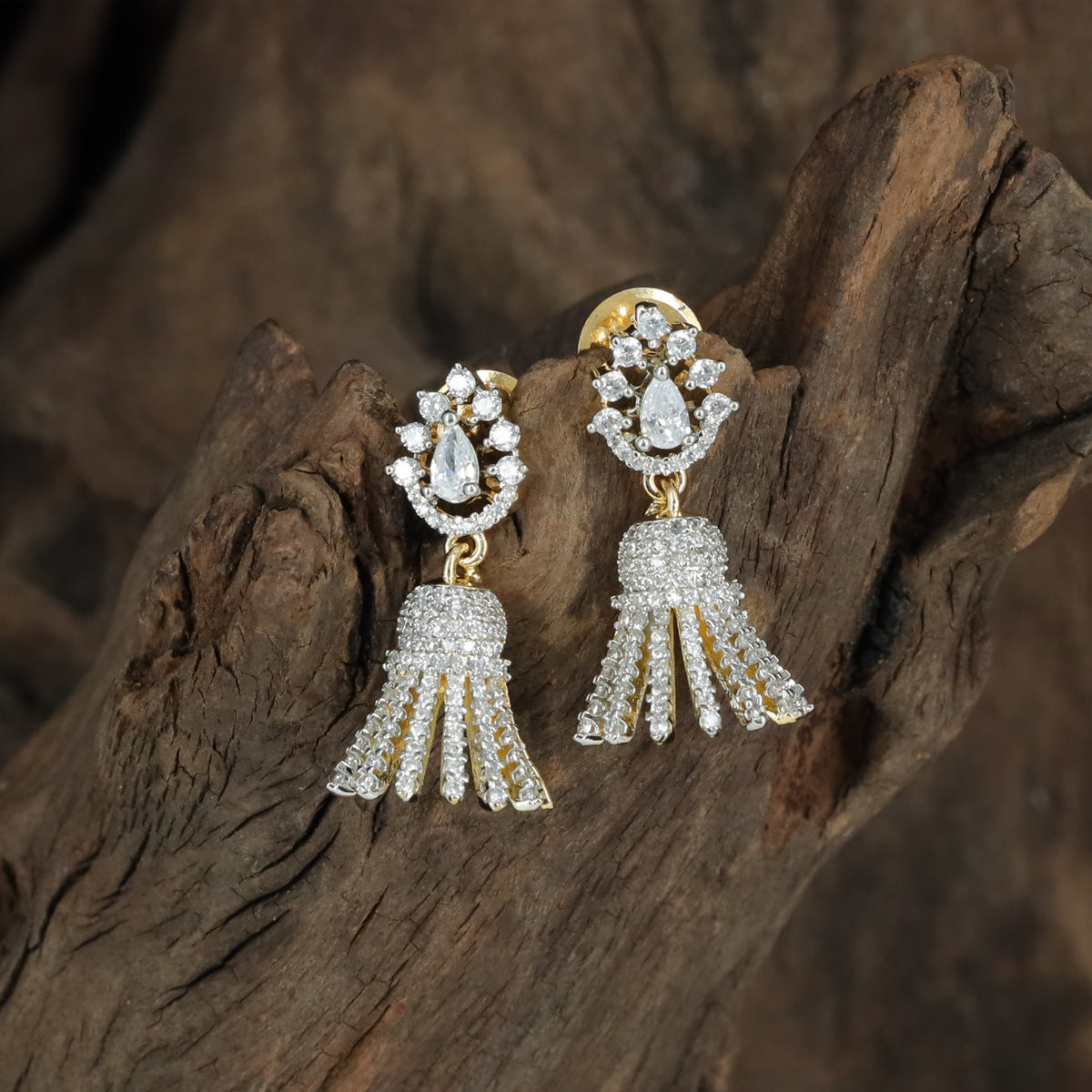Crowned Stud Hangings with Tassel Drop Finish