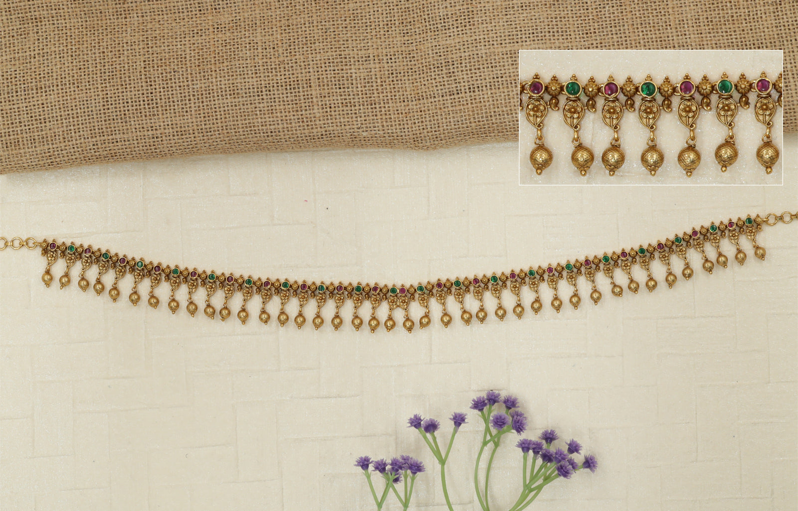 Cascade-Link Antique Waist Belt with Full-Length Hangings