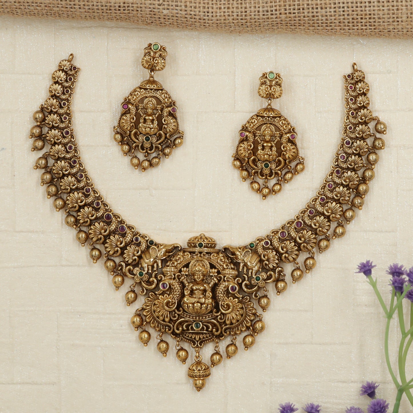Sanctum Guard Lakshmi Necklace with Elephant Attendants