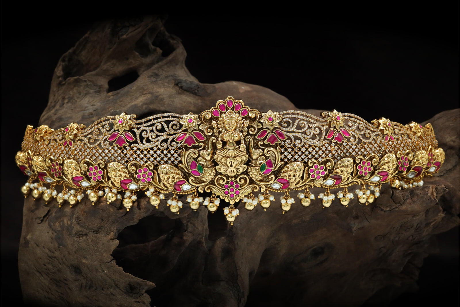 Grand Lakshmi Dabu with Winged Elephant and Drop Fringe