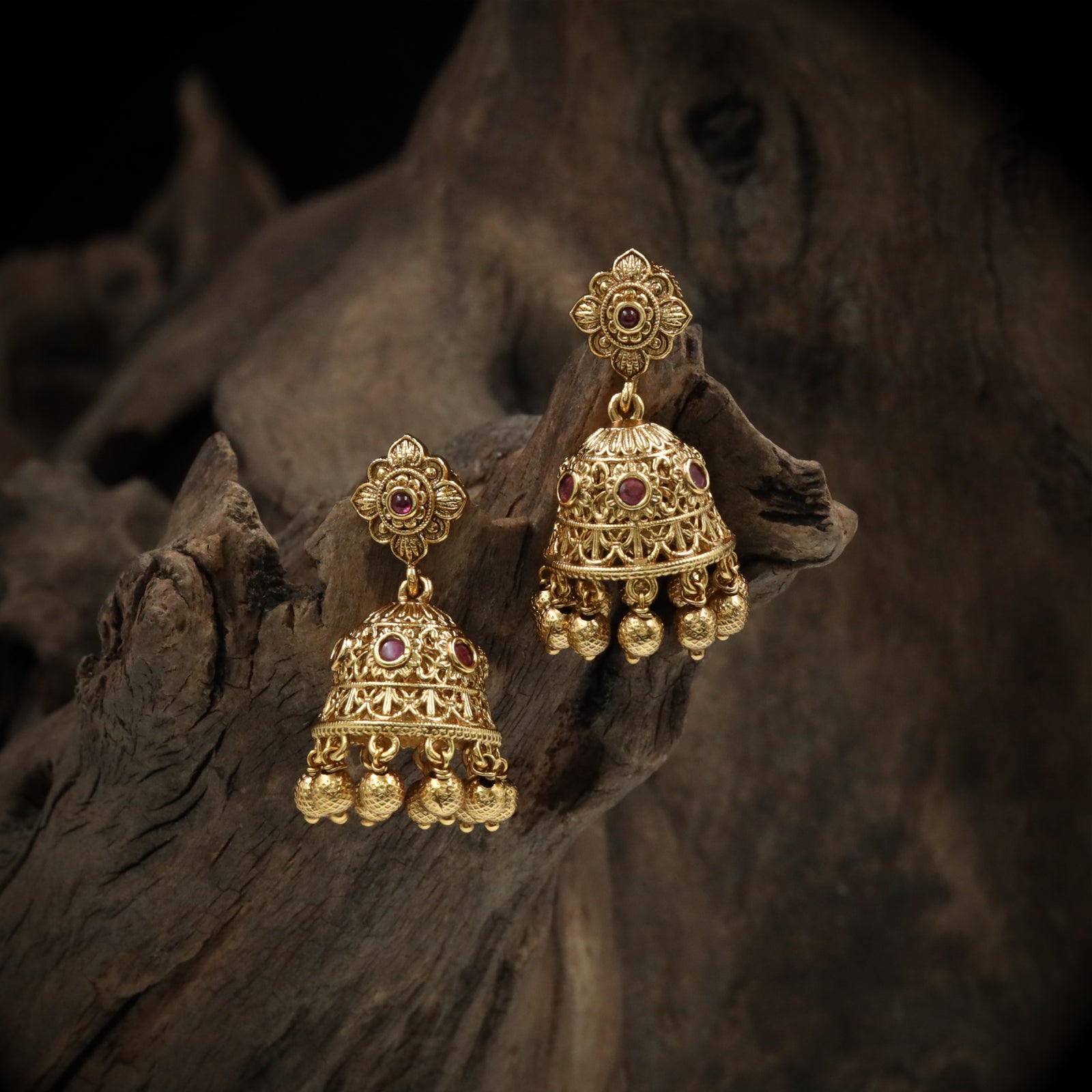 Artisan Crafted Floral Top Jhumka with Rhythmic Drop Fringe