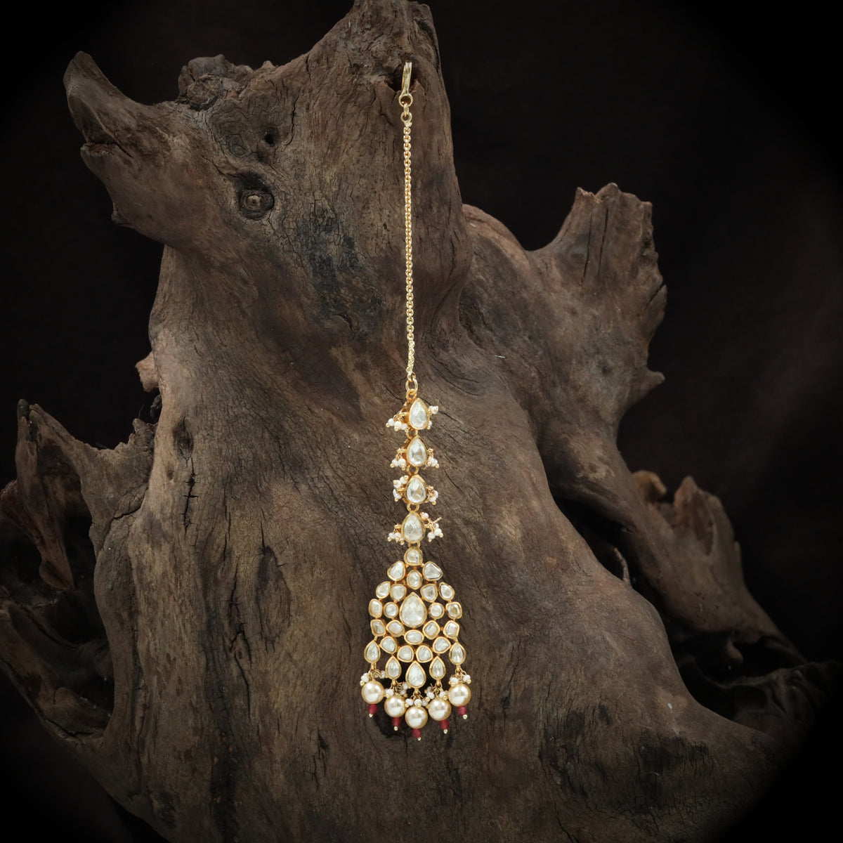 Elegant Bridal Tikka with Multi Drop Pearl Fringe
