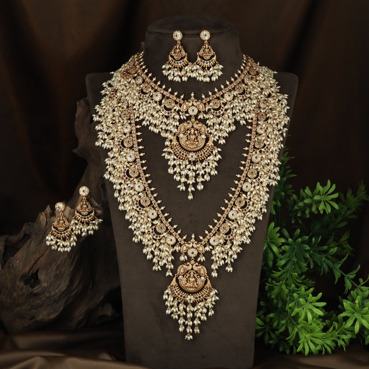 Peacock Crest Chandrika Pearl Grand Bridal Haaram Set