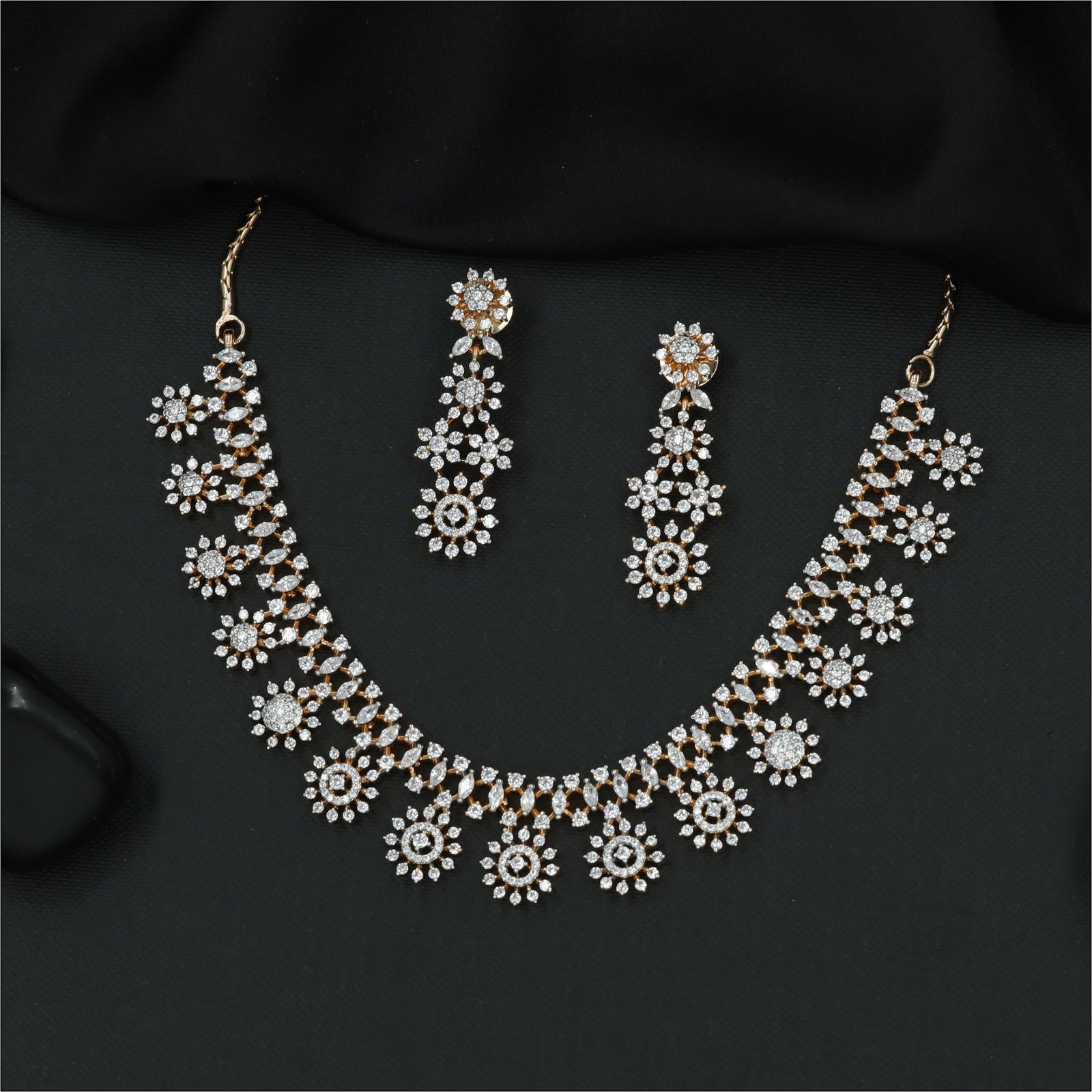 Brilliance Blossom Garland Necklace Set with Decorative Floral Links