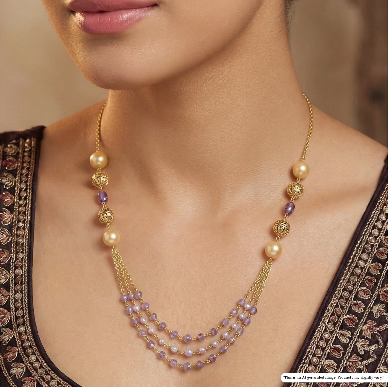 Bead Chain Design with Decorative Pearl Links and Drop Detailing