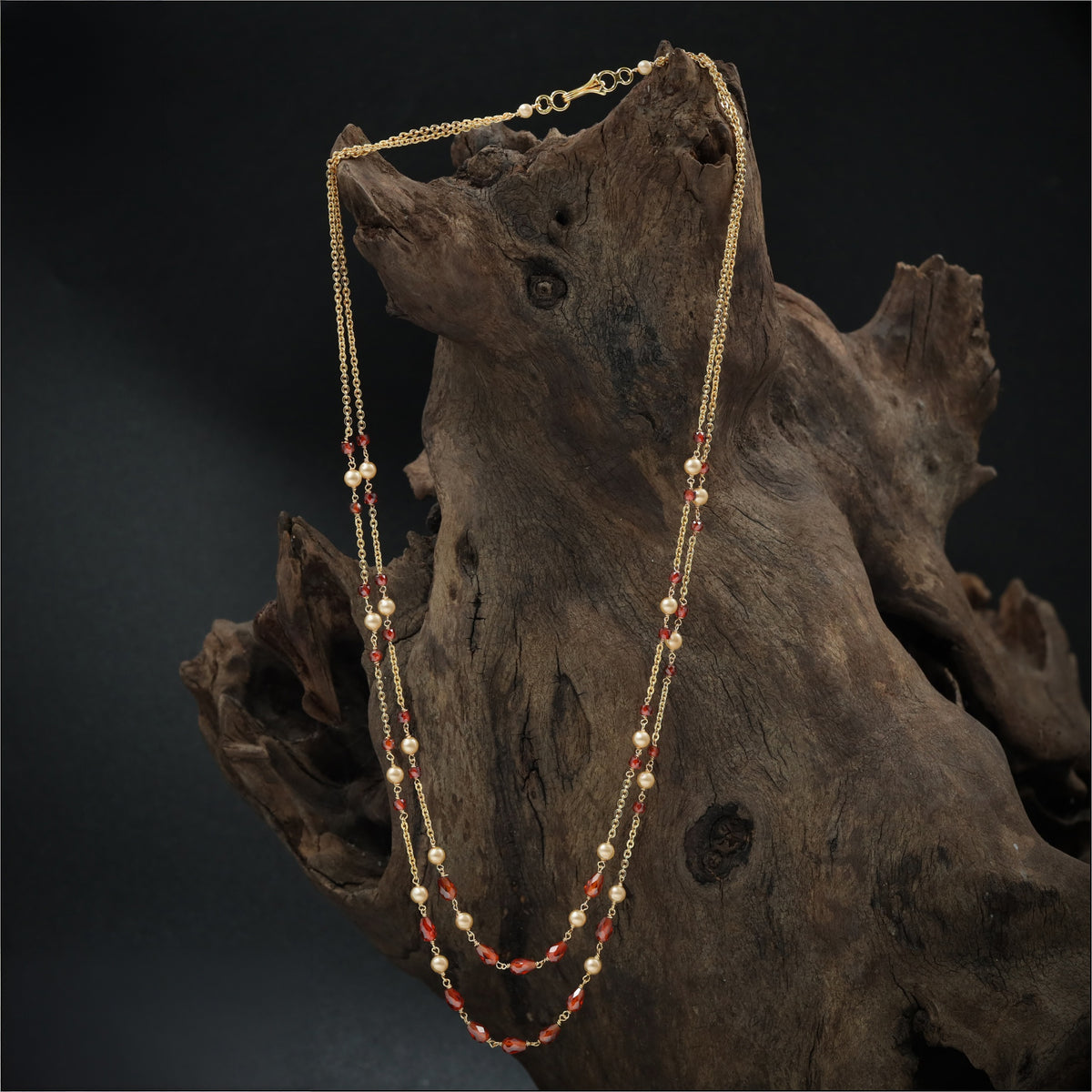 Elegant Antique Beads Chain With Twin Strand Detailing