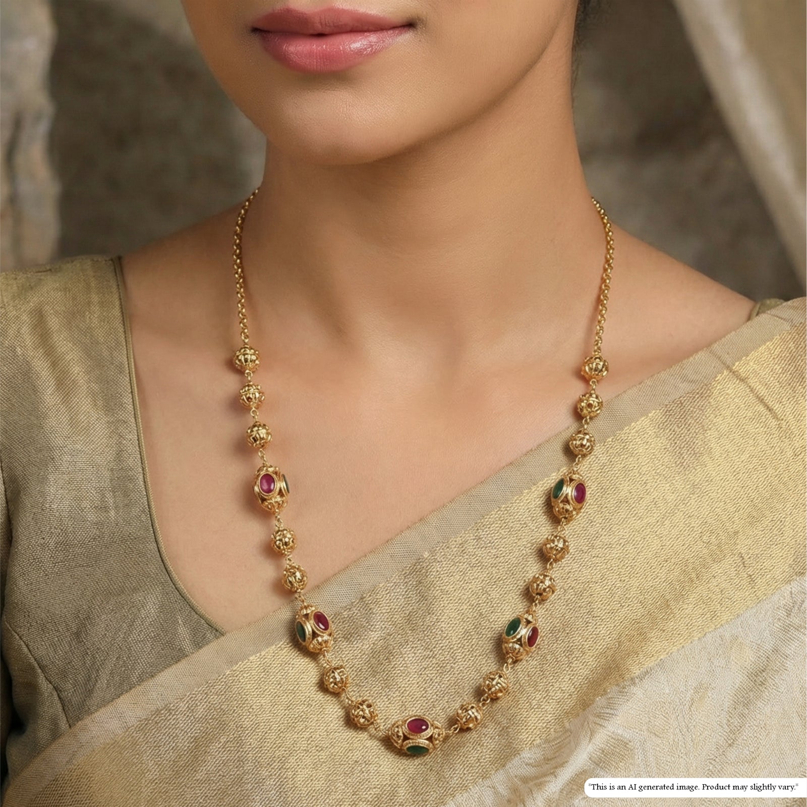 Antique Style Beaded Chain with Decorative Motif Links