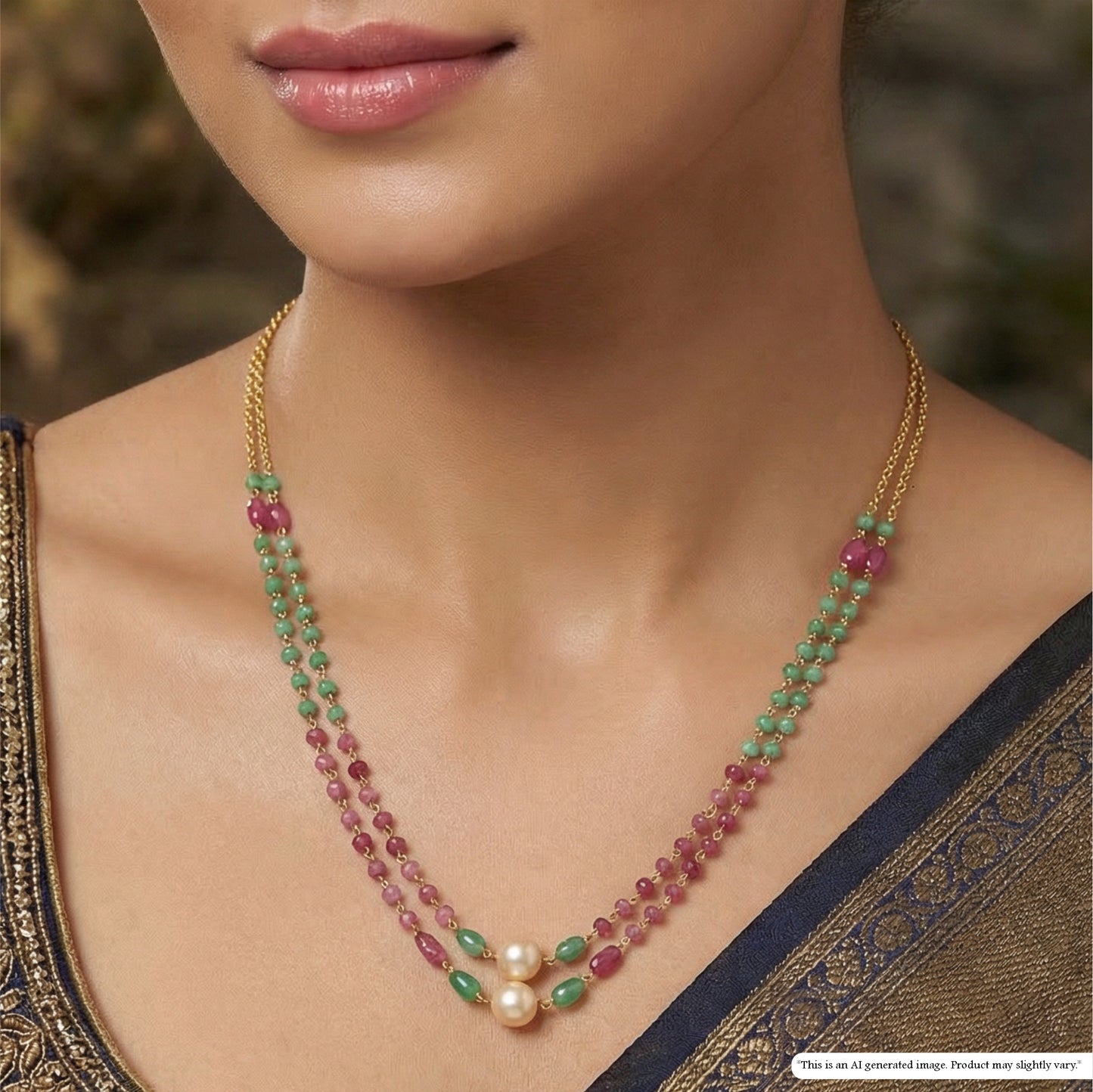 Vibrant Dual Strand Beads with Mixed Accent Clusters and Drop Units