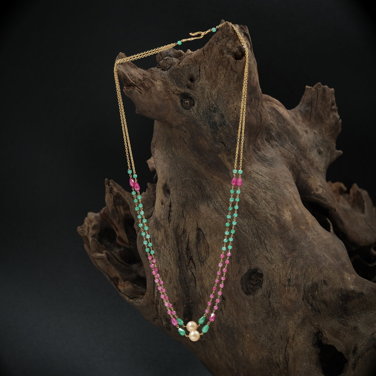 Vibrant Dual Strand Beads with Mixed Accent Clusters and Drop Units