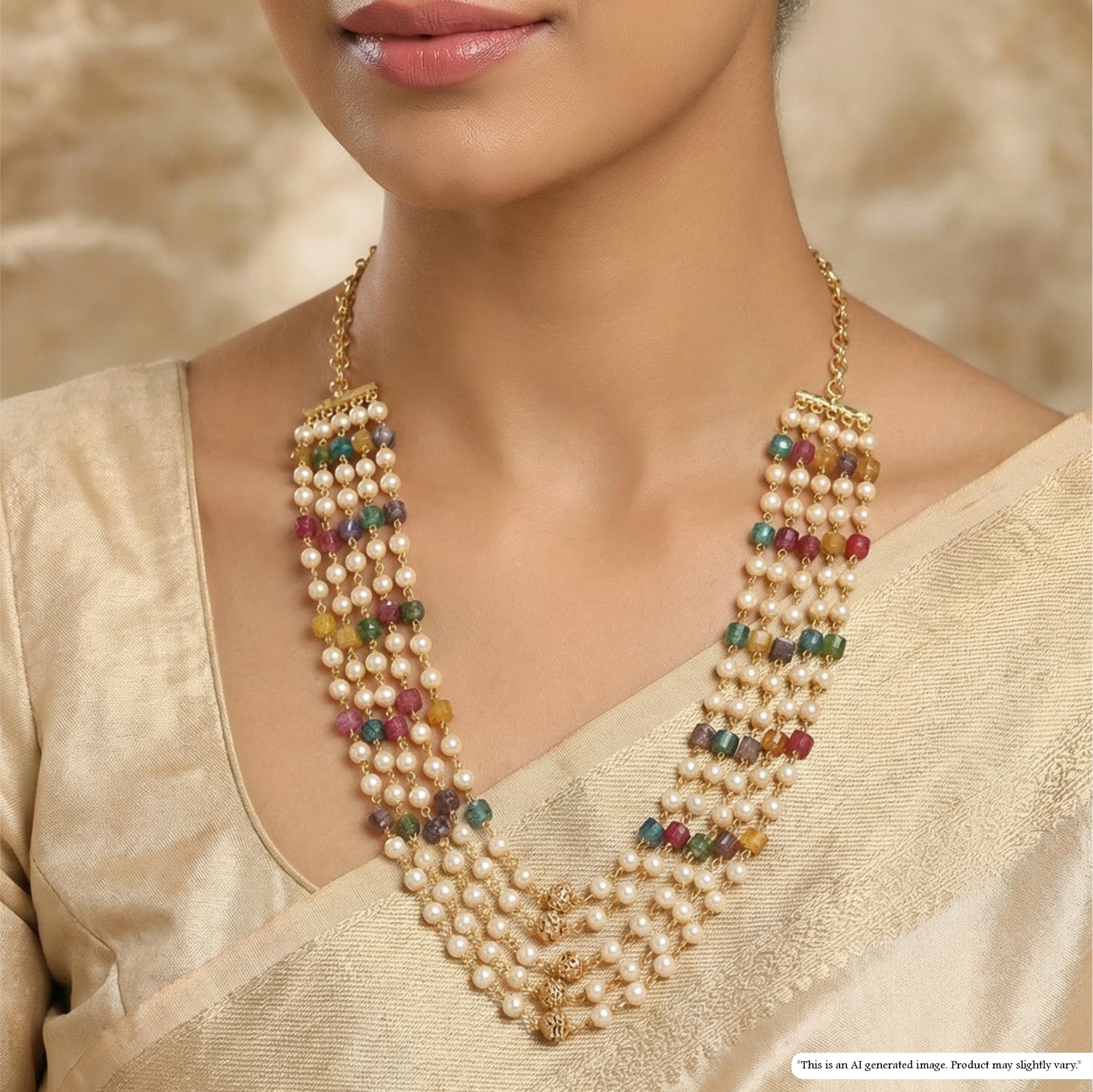 Grandeur Beads Chain with Tiered Layers and Decorative Accents