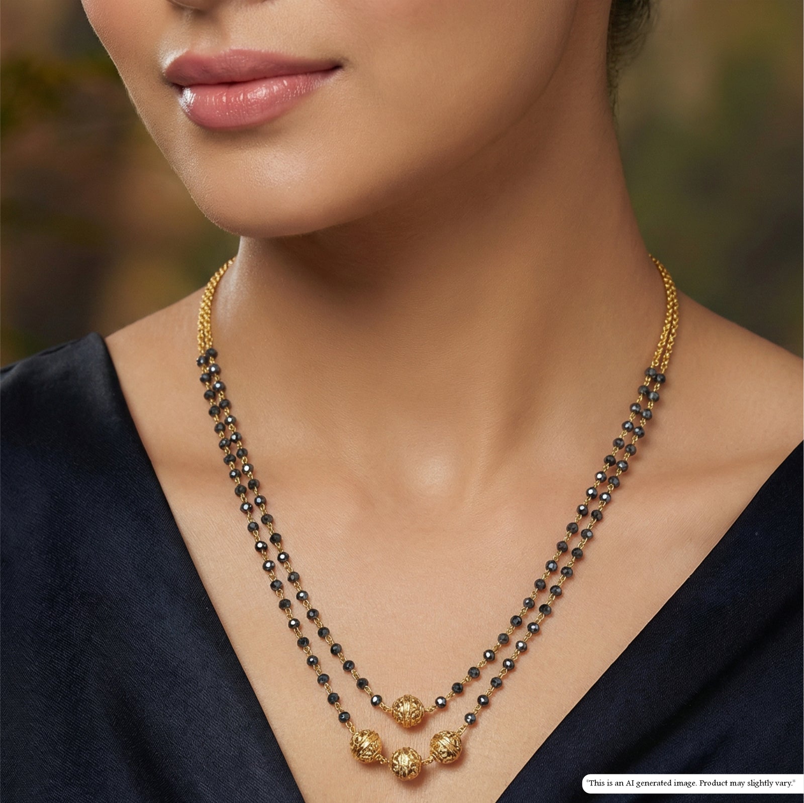 Delicate Dual Line Beaded Chain with Spaced Spherical Drops