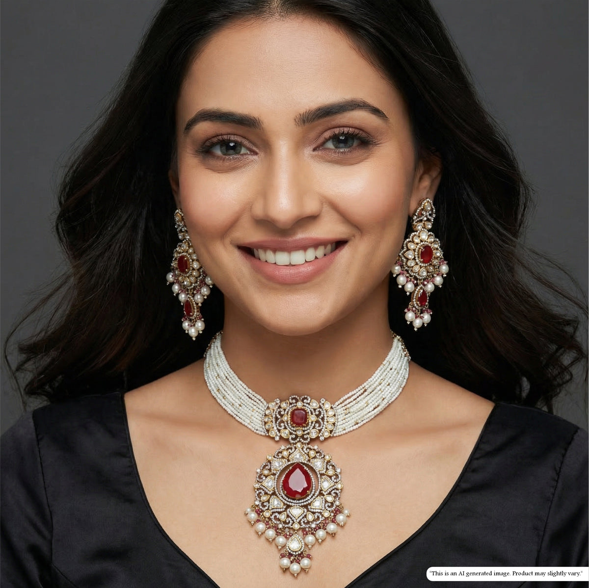 Draped Pearl Choker with Clustered Centerpiece and Drop Accented Pendant