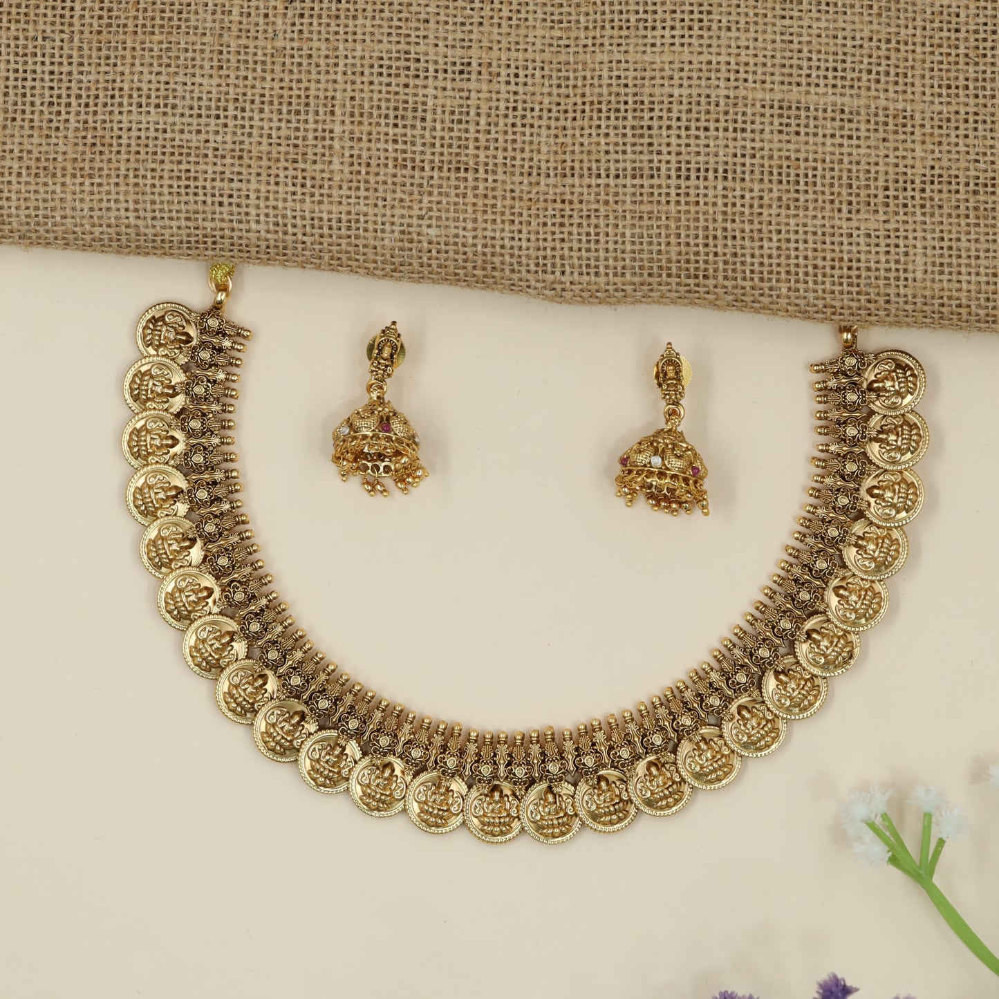 Grand Temple Coin Necklace with Structured Rows and Detailed Motifs