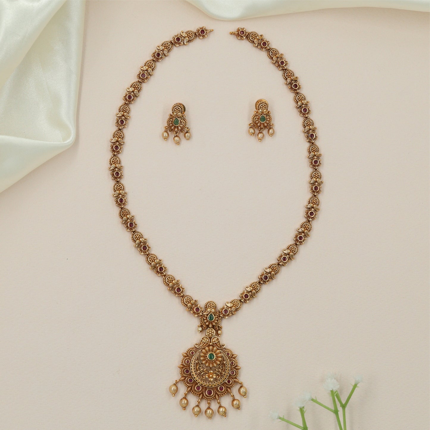 Vintage Floral Antique Long Haara with Curved Connector Sections