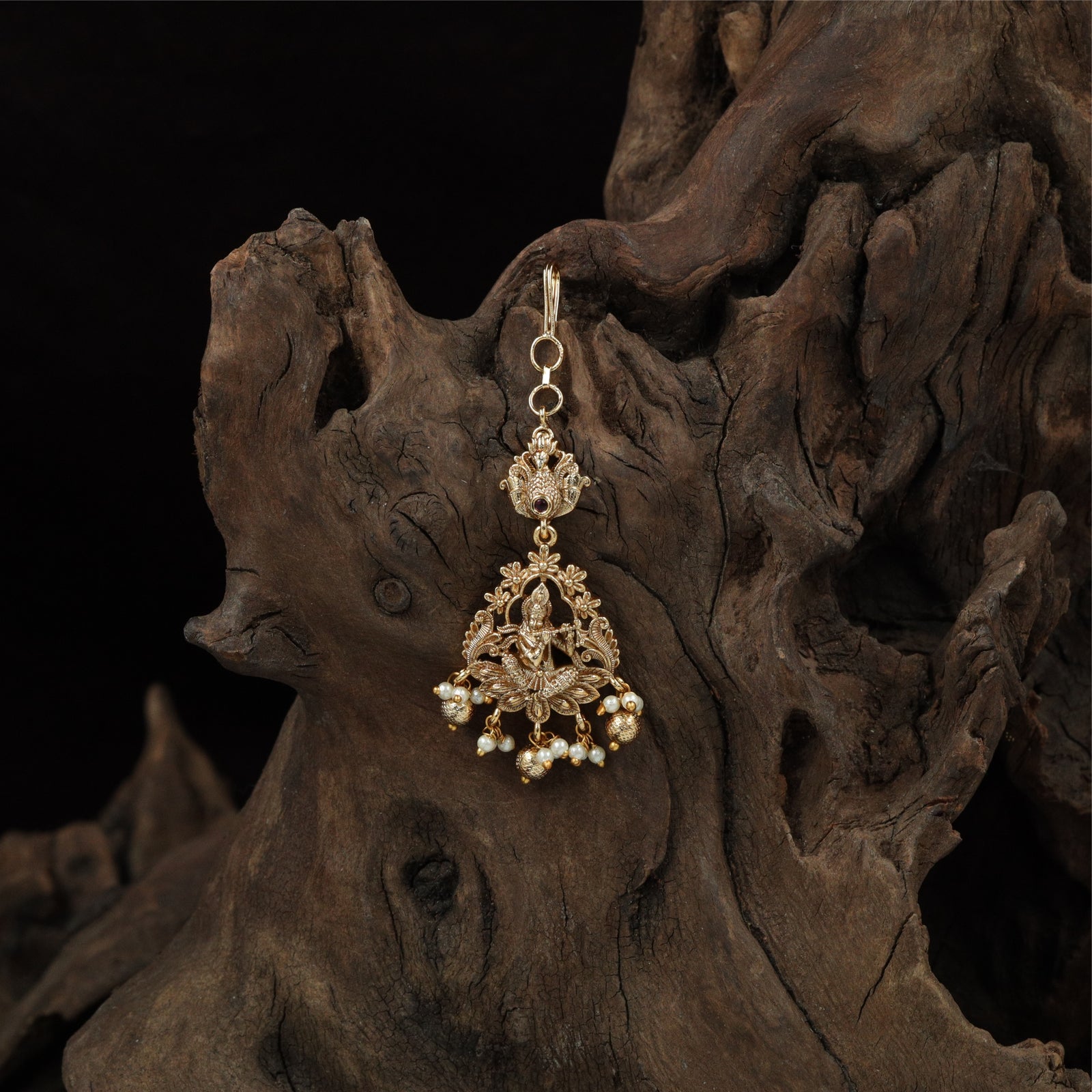 Royal Krishna Antique Tikka with Raised Peacock Sections