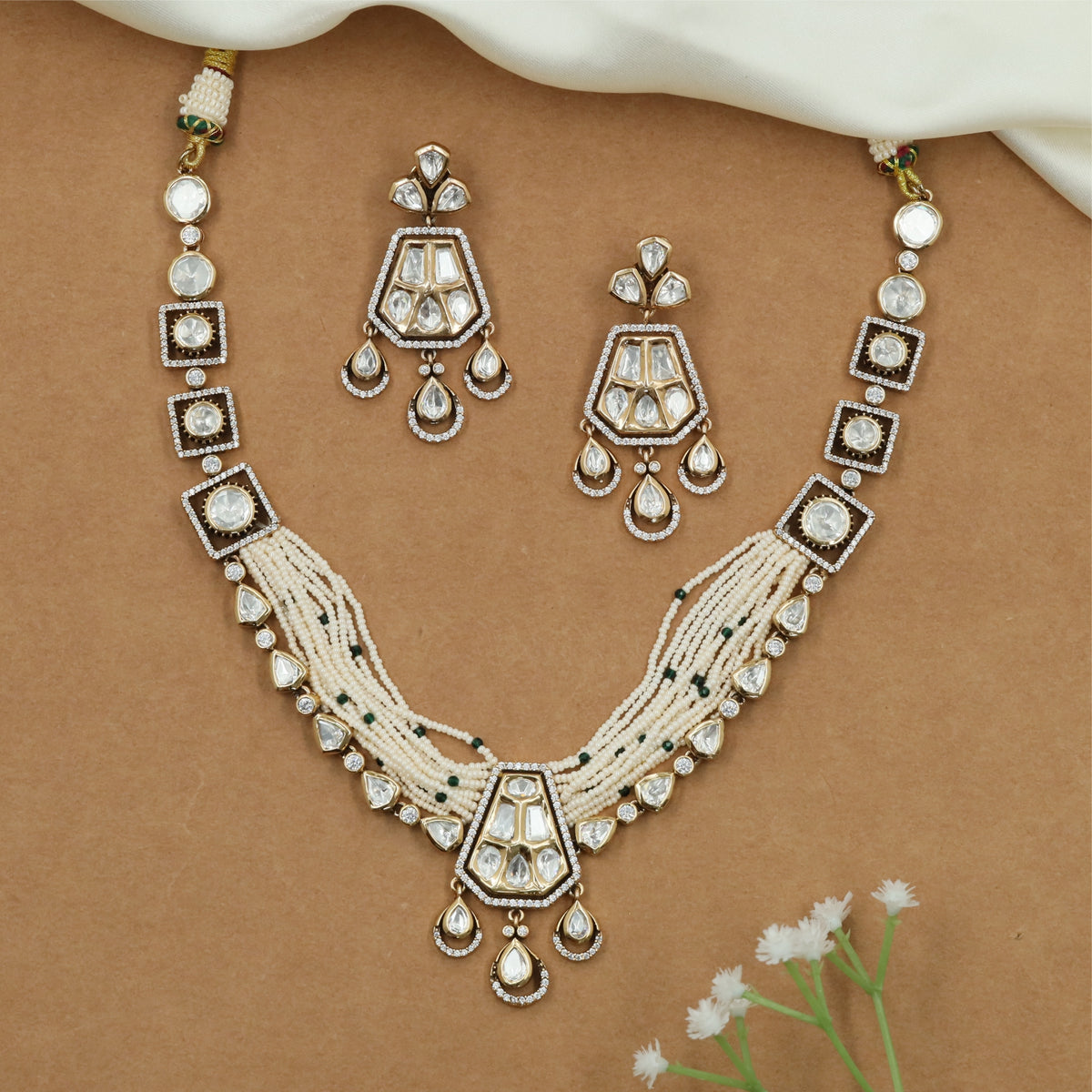 Koralume Kundan Necklace with Decorative Multi Strand Layout