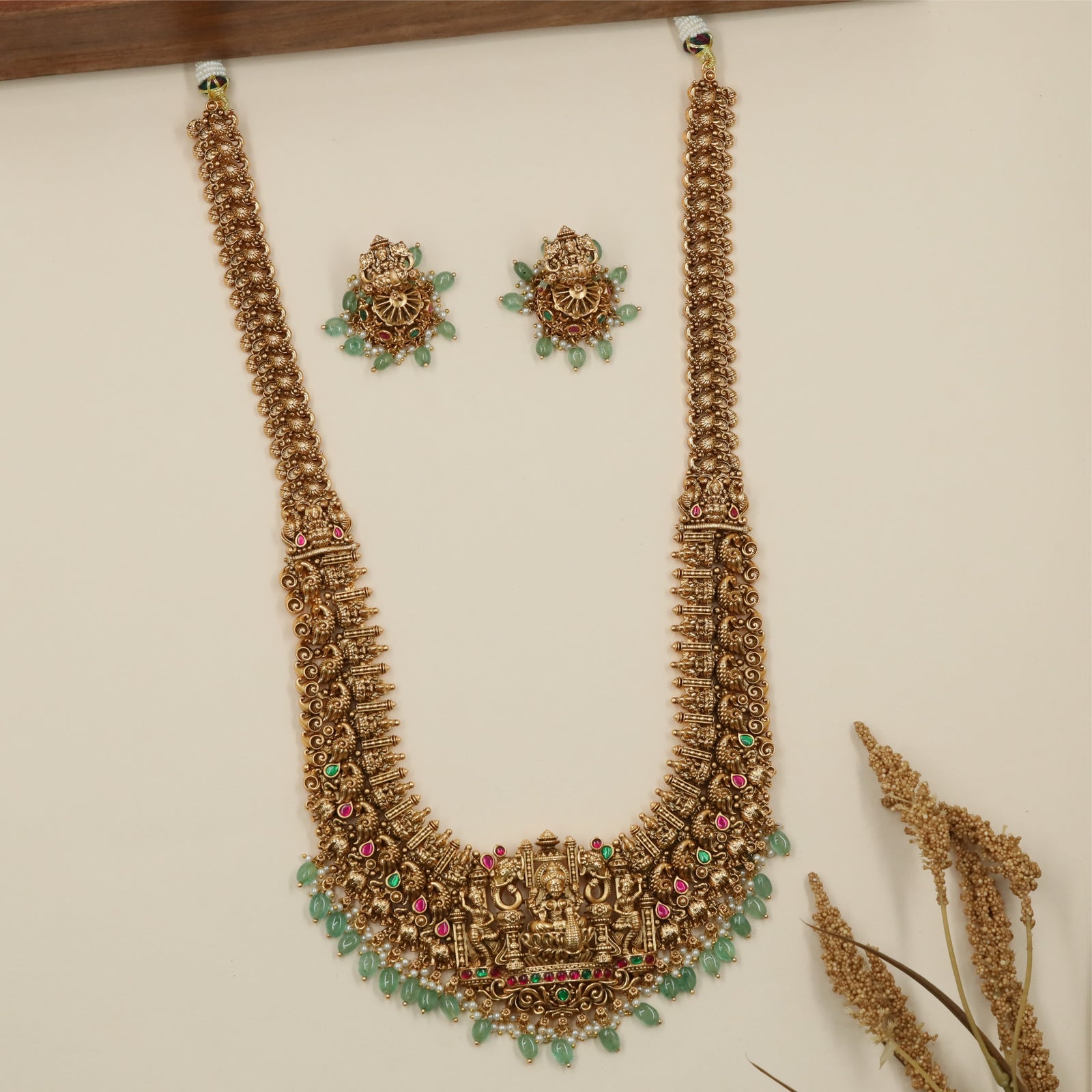 Bloom Peacock Antique Long Haara with Hanging Dome Fringe Border