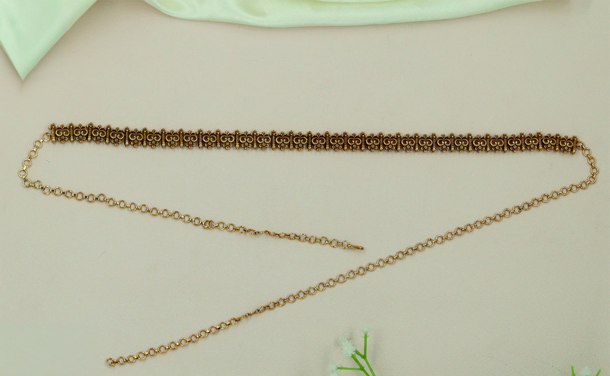 Royal Antique Waist Belt With Intricate Floral Scrollwork