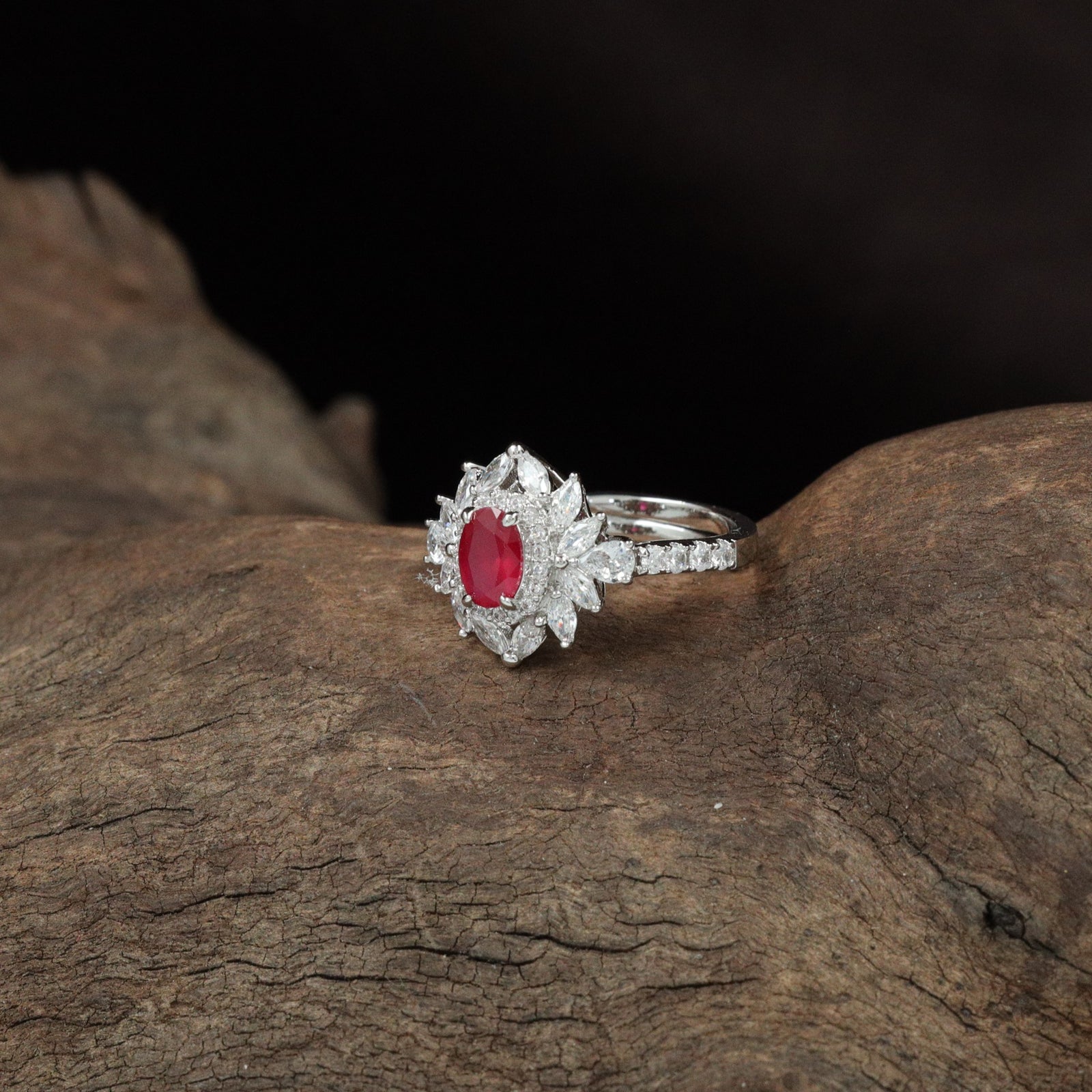 Grand Petal Finger Ring with Structured Floral Frame