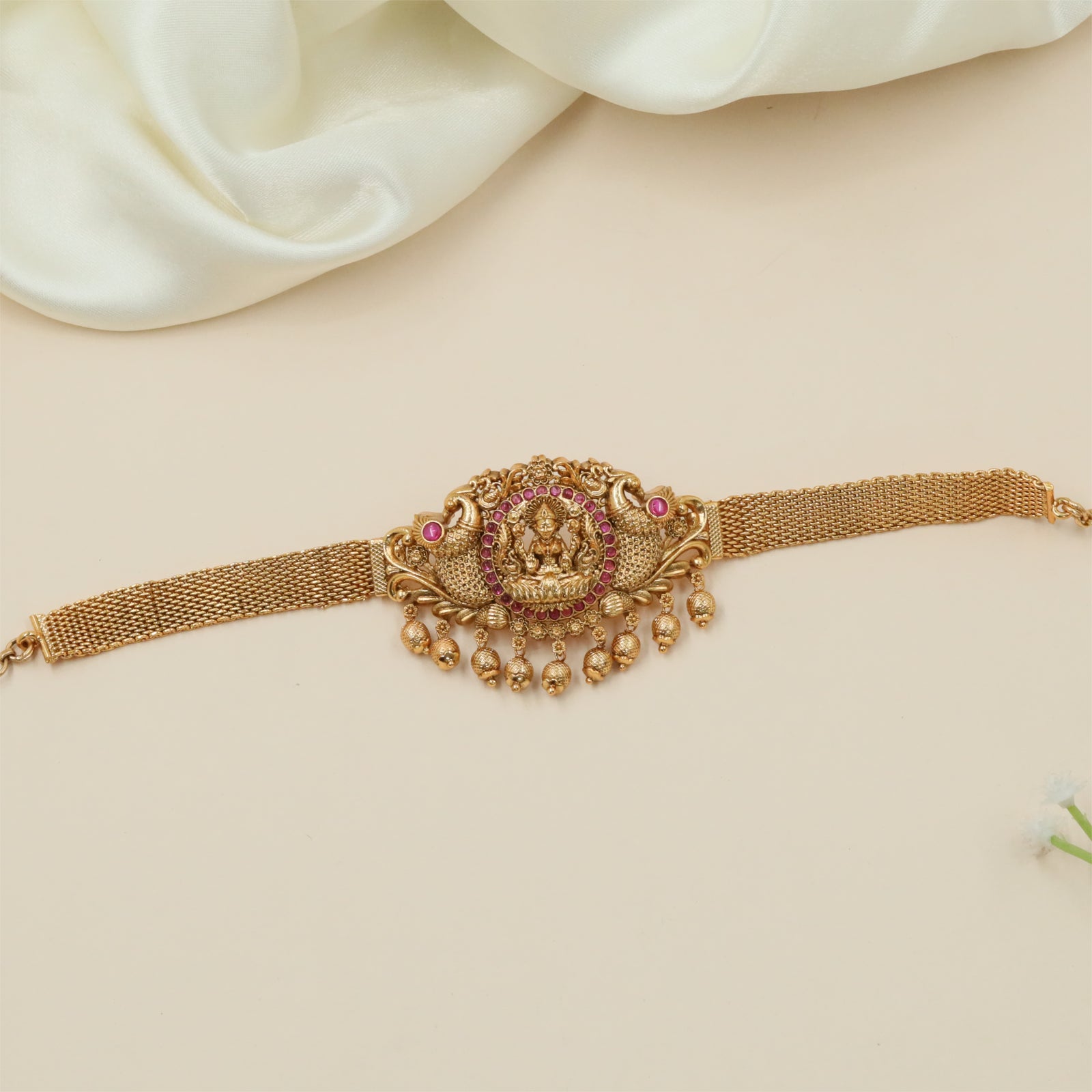 Classic Peacock Border Antique Choker with Goddess Detailing