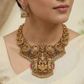 Luxe Antique Necklace With Lakshmi Pendant And Layered Border Craftsmanship