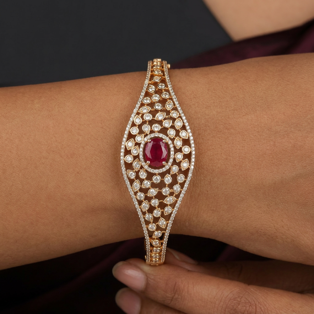 Woven Grid Kada with Raised Border Styling