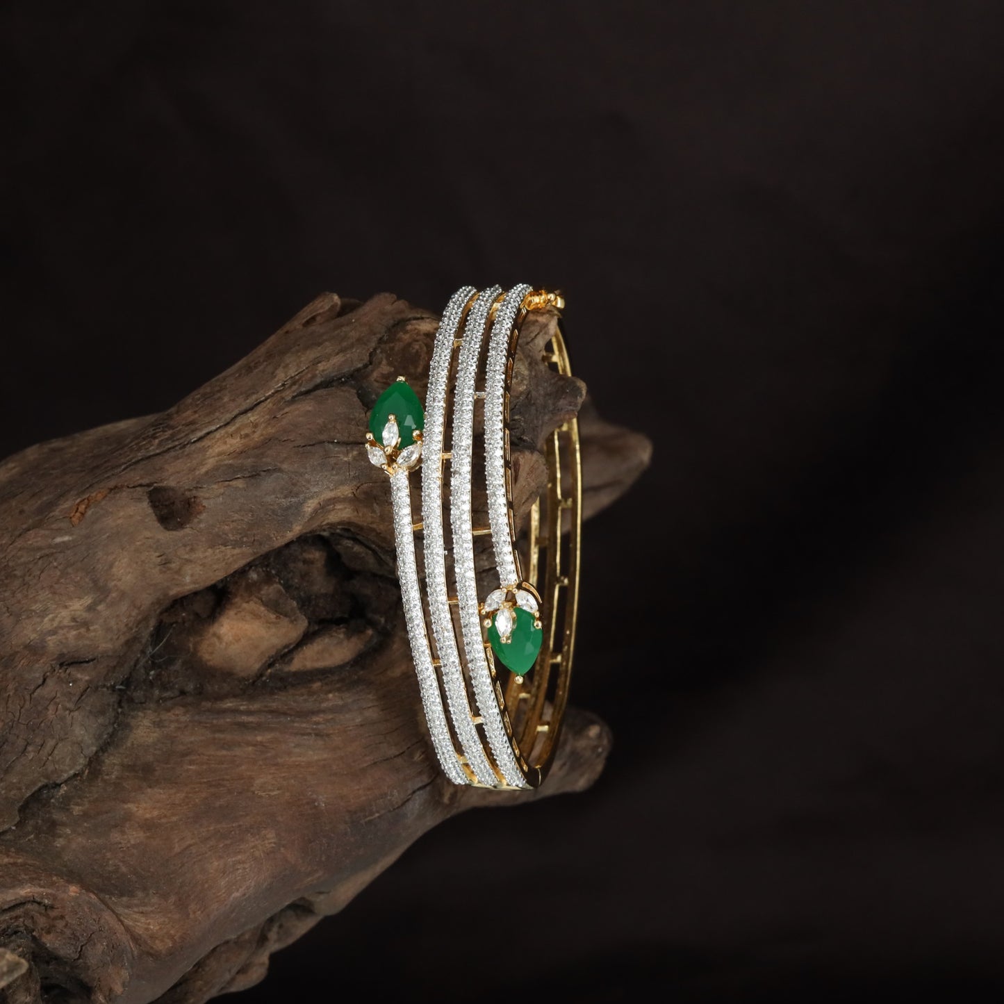 Triple Rail Kada with Floating Floral Connectors