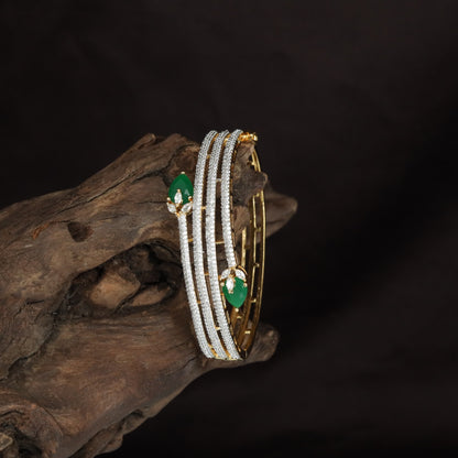 Triple Rail Kada with Floating Floral Connectors