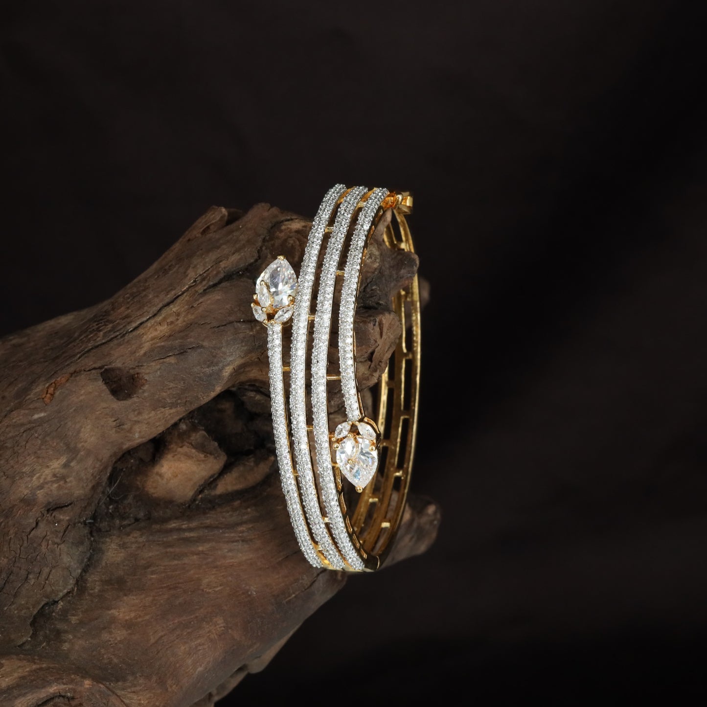 Triple Rail Kada with Floating Floral Connectors