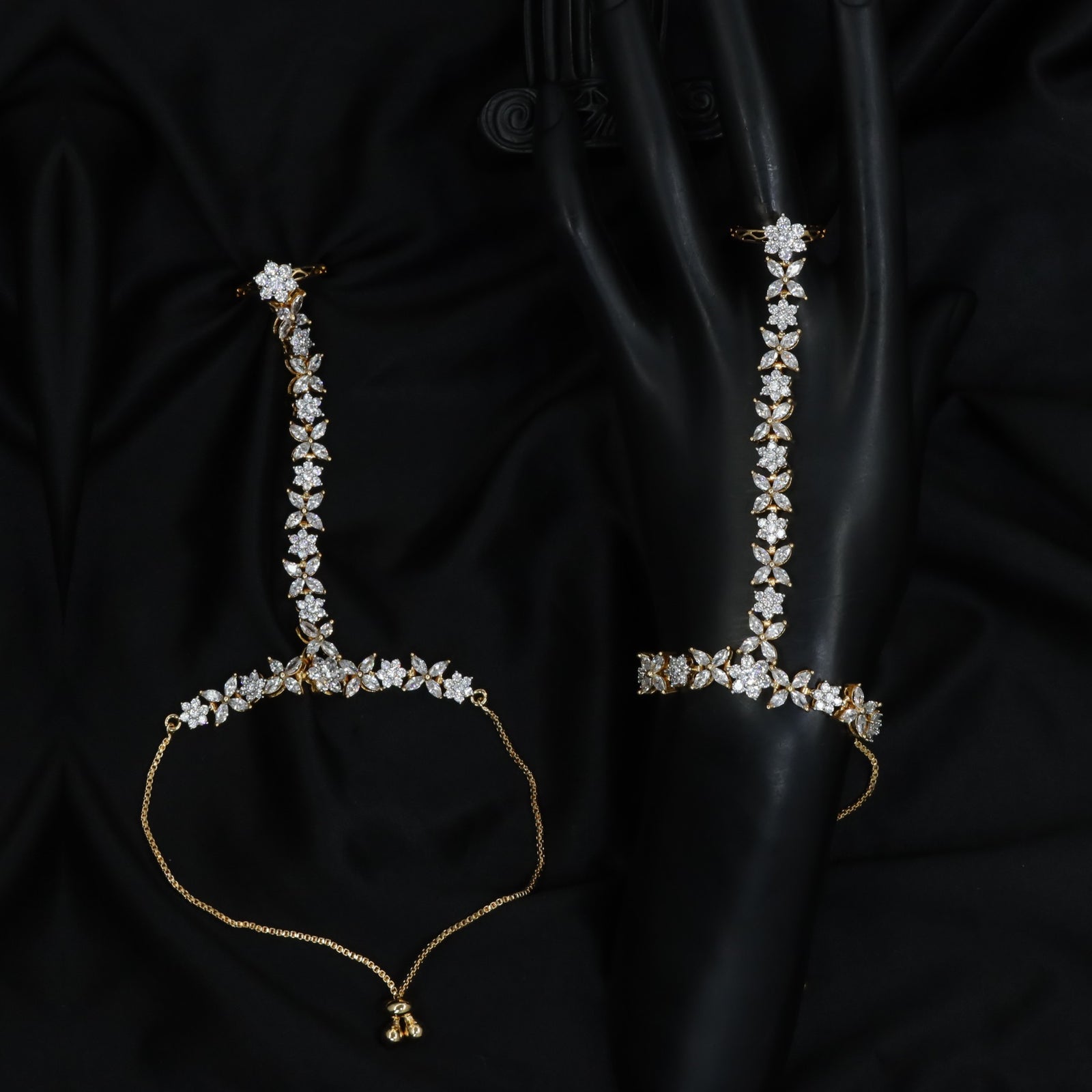 Marquise Vine Panja with Floral Cluster Connector Design