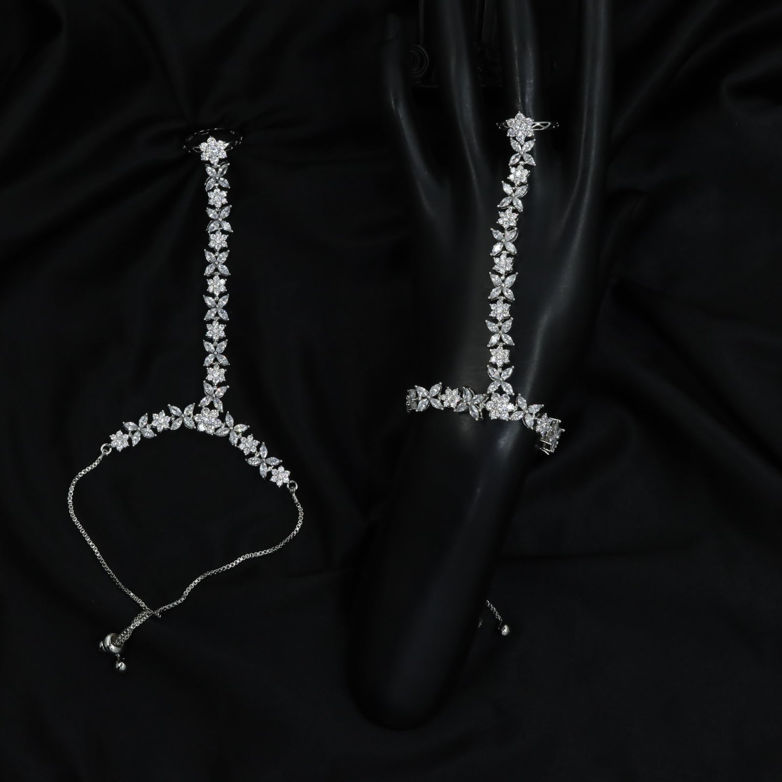 Marquise Vine Panja with Floral Cluster Connector Design