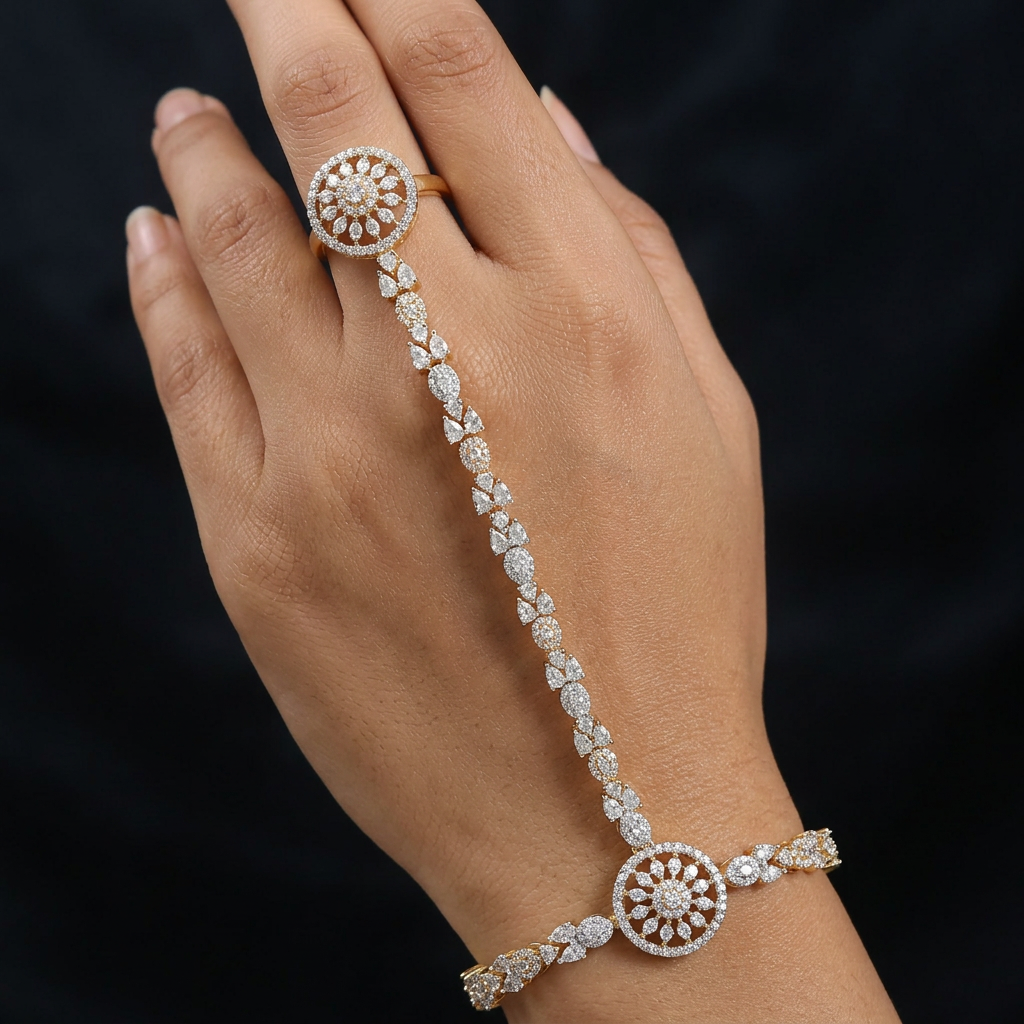 Floral Disc Centre Panja with Structured Vertical Chain