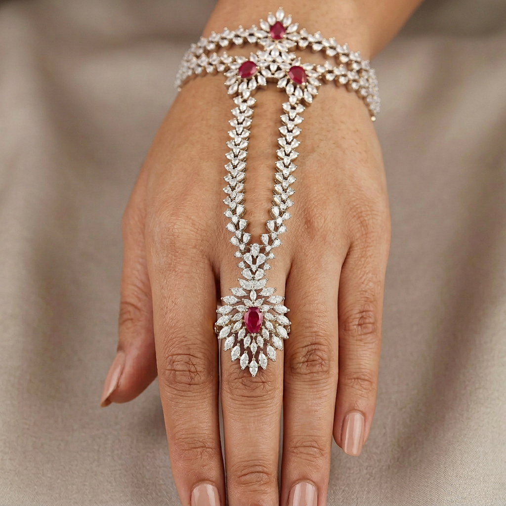 Marquise Chain Panja with Layered Floral Centrepiece
