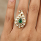 Festive Paisley Design Kundan Finger Ring With Sculpted Border Styling