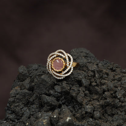 Regal Orbit Kundan Finger Ring With Layered Circular Halo Design