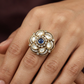 Elite Floral Arrangement Kundan Finger Ring With Halo Frame Styling