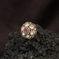 Elite Floral Arrangement Kundan Finger Ring With Halo Frame Styling