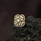 Royal Blossom Inspired Kundan Finger Ring With Layered Circular Detailing