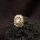 Regal Lotus Bloom Kundan Finger Ring With Pear Halo Detailing