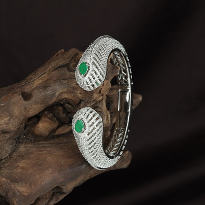 Arched Basketline Kada with Broad Woven Detailing