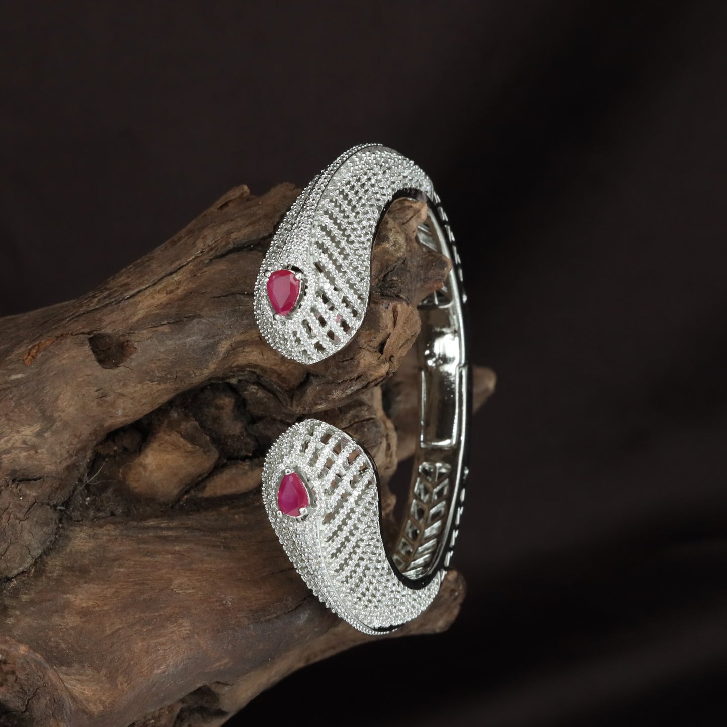 Arched Basketline Kada with Broad Woven Detailing