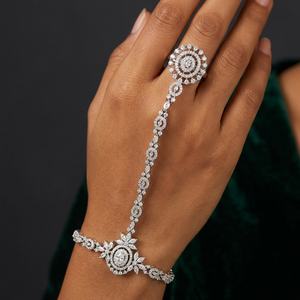 Modern Floral Link Panja with Structured Centre Alignment