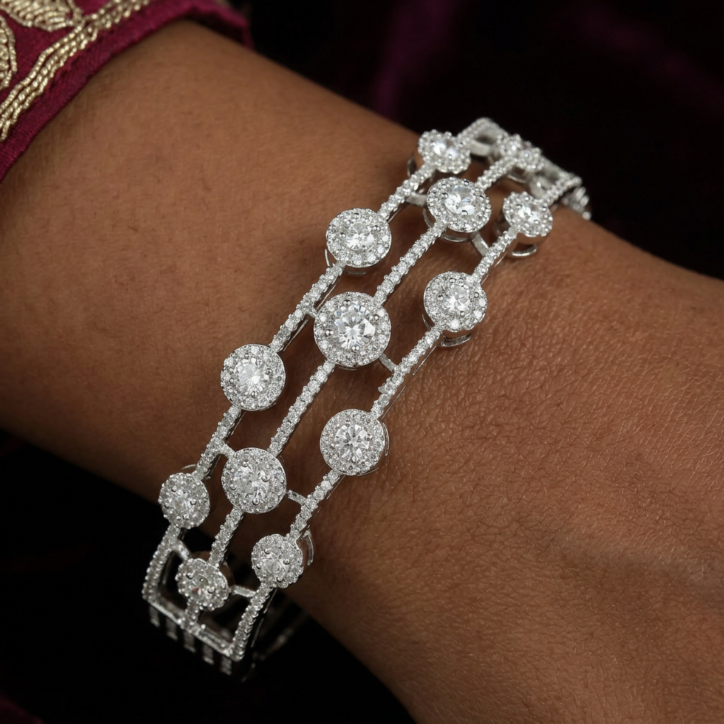 Disc Link Openwork Kada with Cascading Medallion Pattern