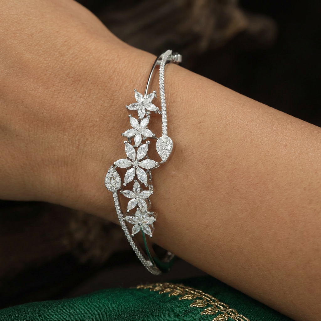 Leaf Trail Floral Kada with Botanical Vine Composition