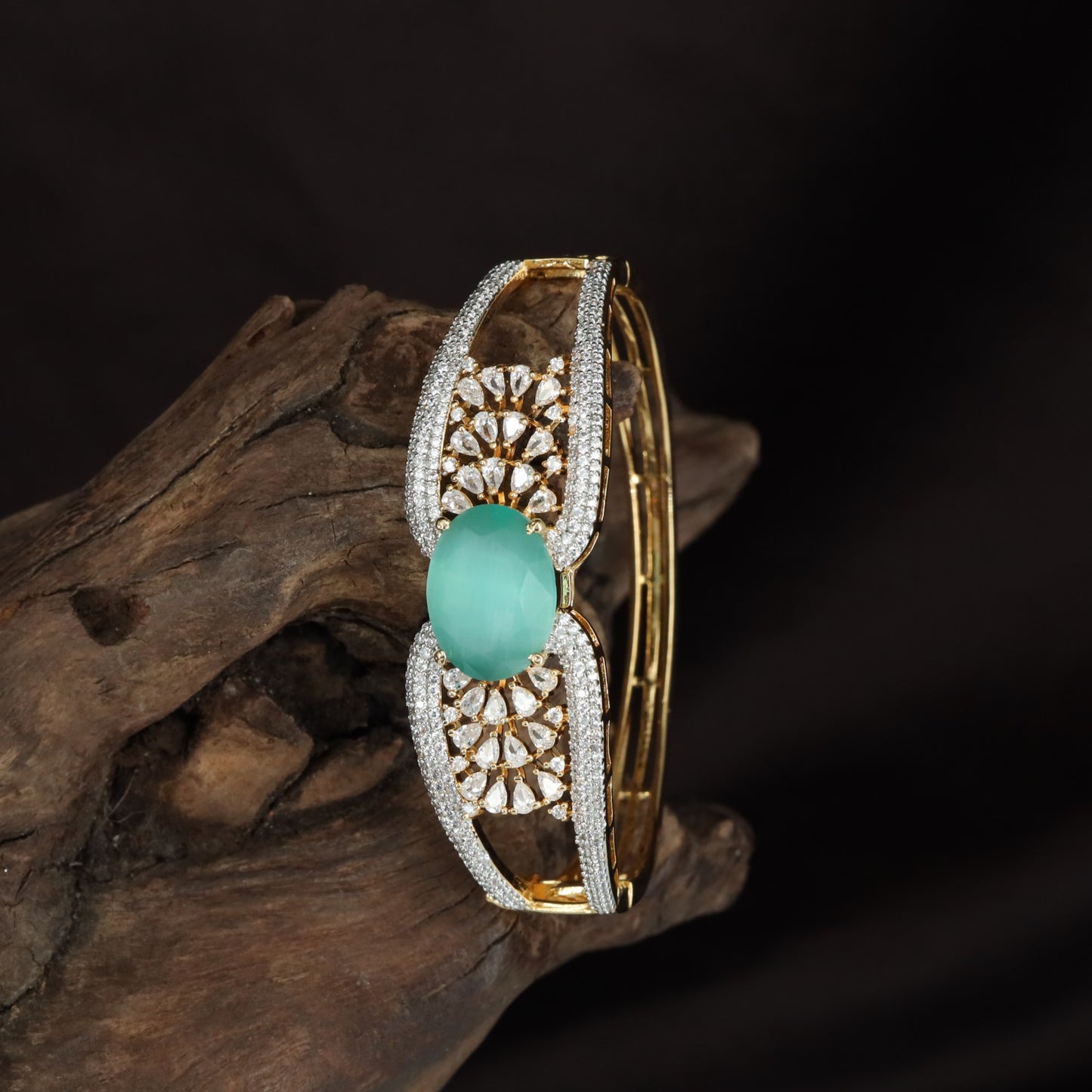 Bloom Kada with Structured Crystal Rows and Floral Panel Layout