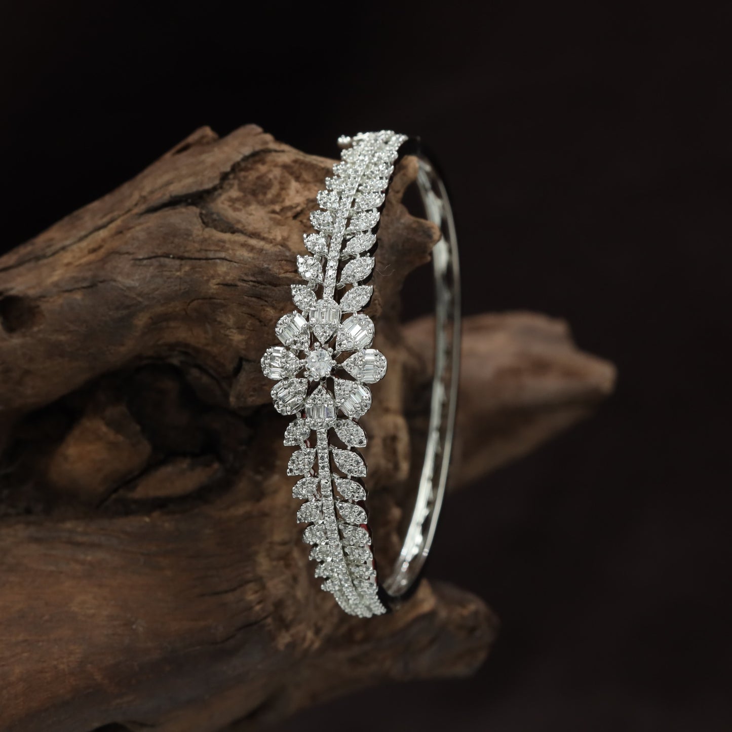 Botanical Bloom Kada with Layered Foliage Border Design