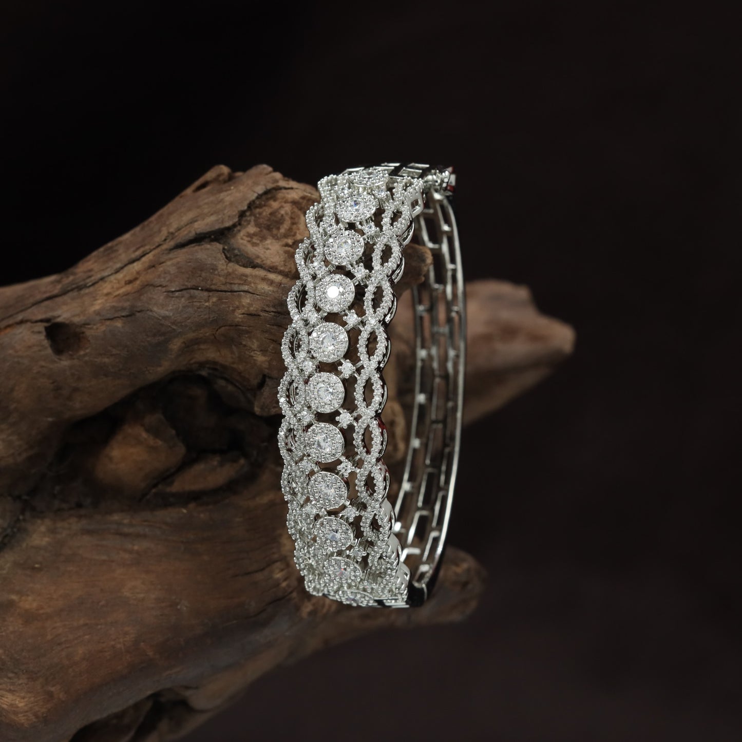 Interlaced Halo Medallion Statement Kada with Multi Layer Openwork Design