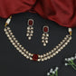 Jewelled Leaf Frame Kundan Choker with Coordinated Earring Pair