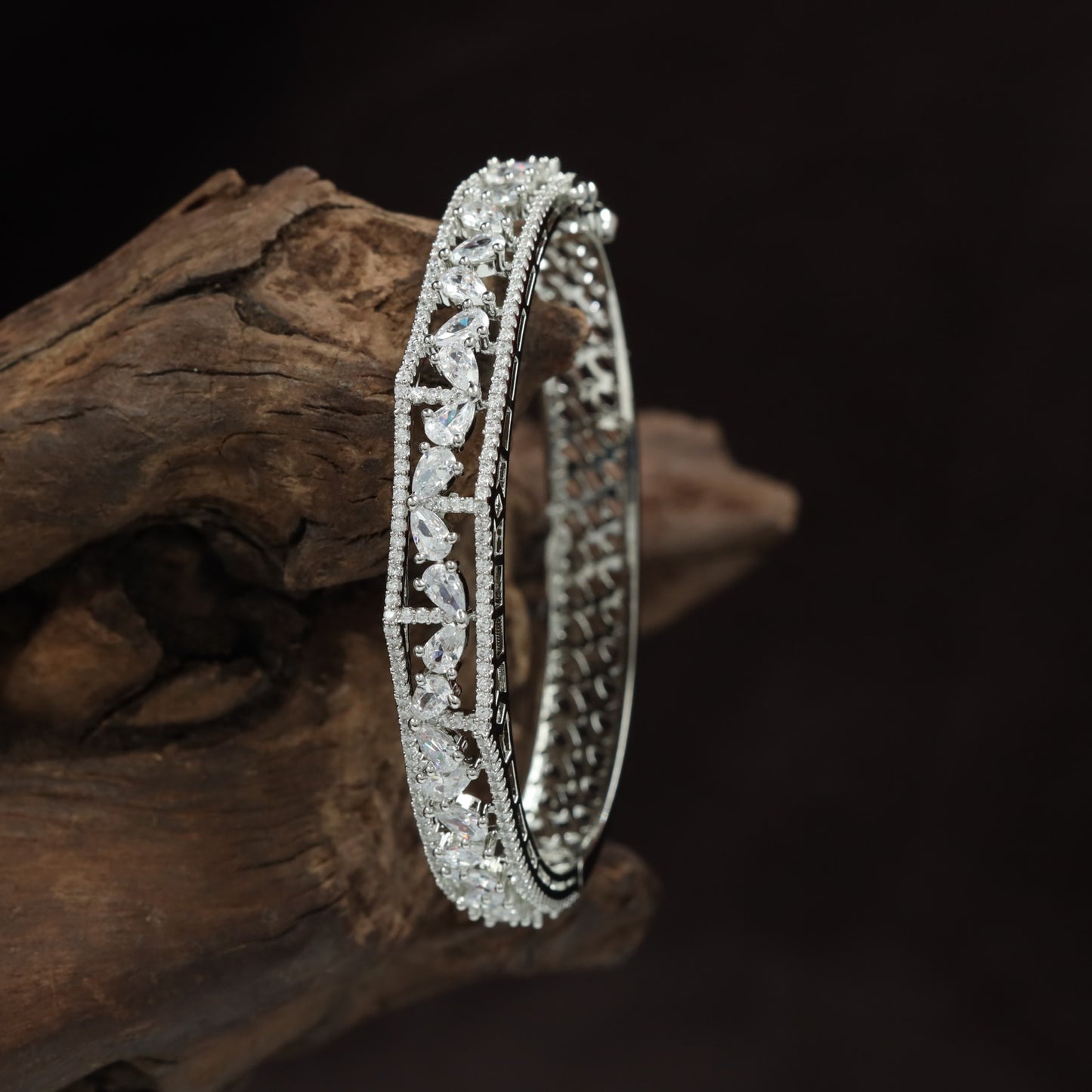 Leaf Vine Statement Kada with Floral Framework Detailing